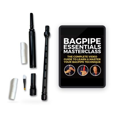 The Beginner Piper's Kit from BagpipeLessons.com: the Endurance Practice Chanter, an extra set of cartridges and the Bagpipe Essentials Masterclass.