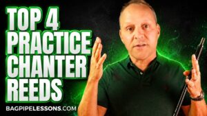 Jori Chisholm with four practice chanter reeds - BagpipeLessons.com